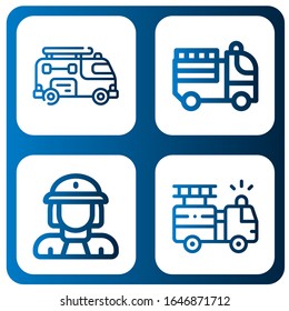 firetruck icon set. Collection of Fire truck, Firewoman icons