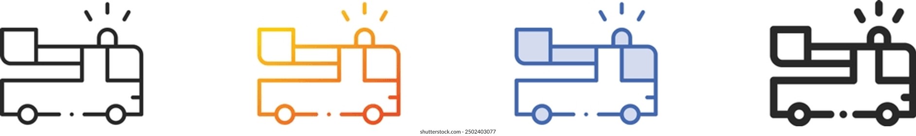 firetruck icon.Thin Linear, Gradient, Blue Stroke and bold Style Design Isolated On White Background