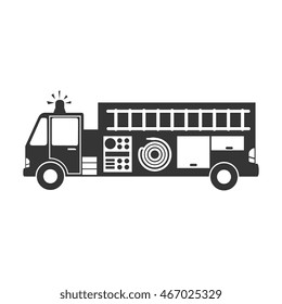 firetruck side car camion fireman rescue hose button ladder vector graphic isolated illustration