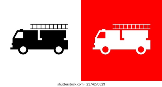 Firetruck solid icon design vector. City security department symbol illustration.