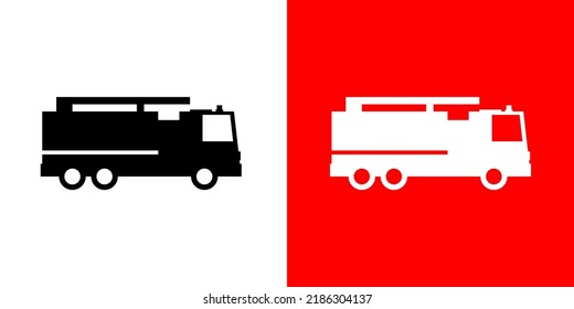 Firetruck Solid Sytle Icon Design Vector. City Security Department Symbol Illustration.