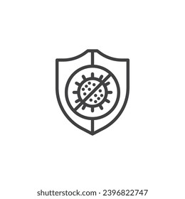 Firewall antivirus line icon. linear style sign for mobile concept and web design. Cyber security shield outline vector icon. Symbol, logo illustration. Vector graphics