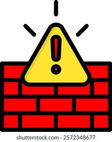 Firewall Attacks Icon Lineal Color Vector Illustration