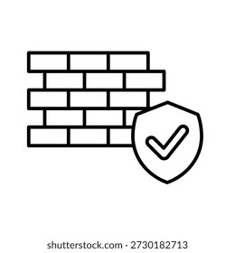 Firewall Block Outline Icon Vector Illustration