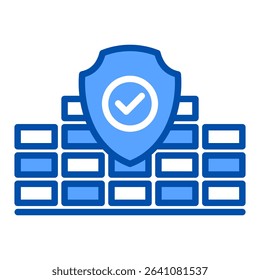 Firewall blue color icon. Simple vector icon design in blue color style. Editable vector format