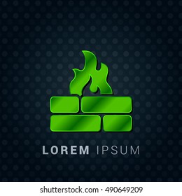 Firewall Bright Green chromium precious metallic 3D Icon / Logo Design