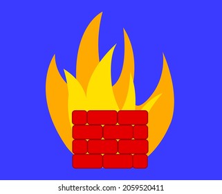Firewall computer network security illustration