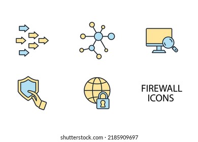 firewall computing security icons set . firewall computing security pack symbol vector elements for infographic web