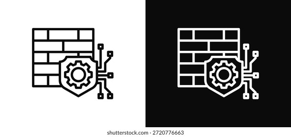 Ícone De Configuração Do Firewall Definido Em Preto-E-Branco