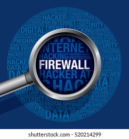 Firewall in cyber crime word cloud, vector concept