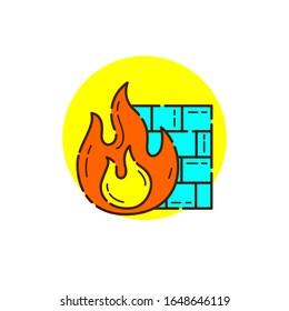 firewall for cyber security icon theme with line design style