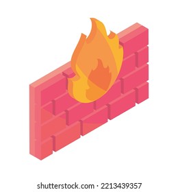 firewall cyber security isometric icon isolated