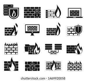 Firewall data icons set. Simple set of firewall data vector icons for web design on white background