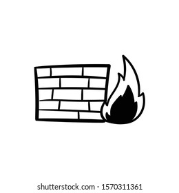 firewall doodle icon vector hand drawing