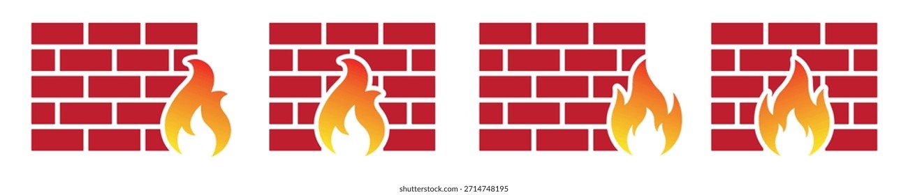 Icono del fuego del cortafuegos, Ilustración vectorial