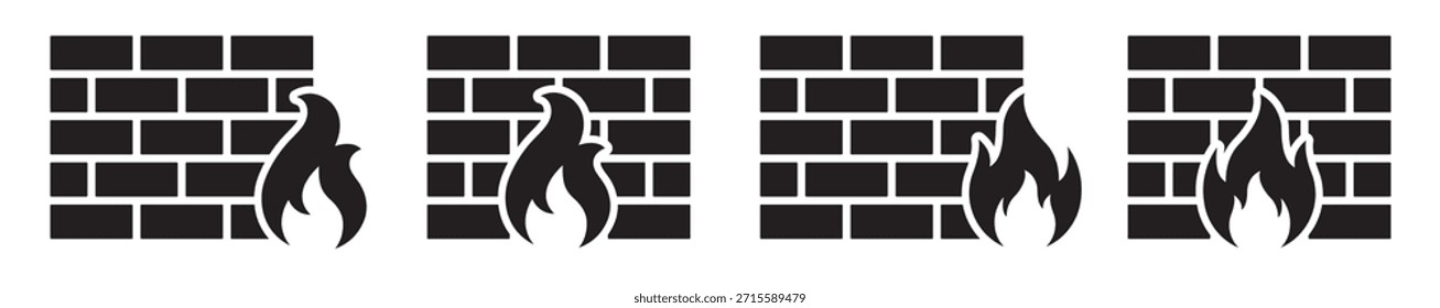Icono del fuego del cortafuegos, Ilustración vectorial
