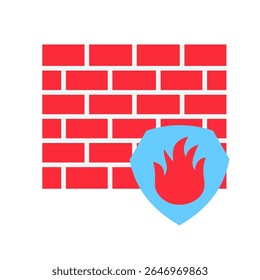 Firewall flat color, mini illustration icon. use for modern concept, print, UI, UX kit, web and app development. Vector related to risk management, business, finance.

