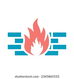 Firewall Flat Colorful Icon Isolate On White Background Vector Illustration | Seo Icons
