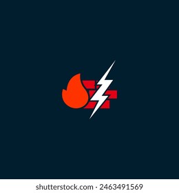 Firewall-Flachbild-Logo-Design-Vektorgrafik