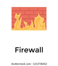 Firewall flat icon, internet security 