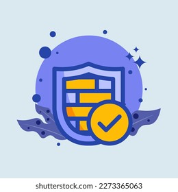 Firewall flat illustration. Network protection signs vector illustration.