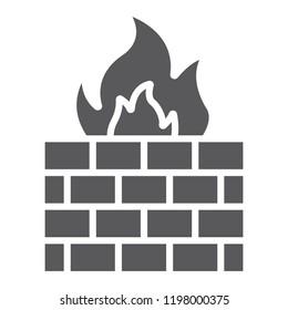 Firewall Glyph Icon, Fire And Security, Wall Sign, Vector Graphics, A Solid Pattern On A White Background, Eps 10.