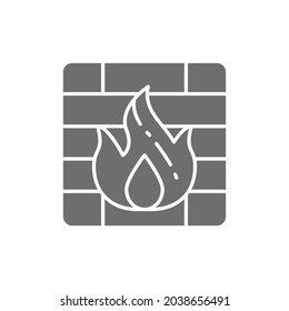 Firewall grey icon. Isolated on white background