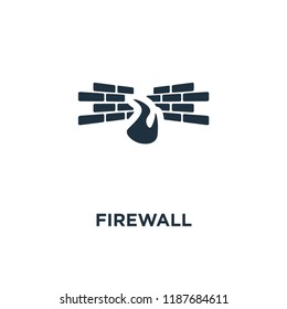 Firewall icon. Black filled vector illustration. Firewall symbol on white background. Can be used in web and mobile.