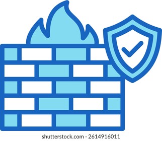 Firewall Icon Blue Vector Illustration