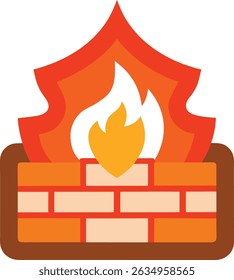 Diseño de Ilustración vectorial de color de icono de firewall