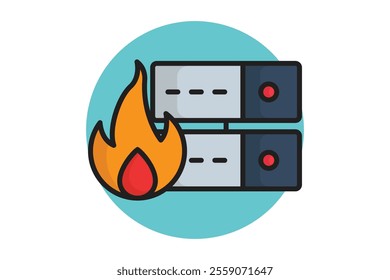 Firewall icon. colored outline icon style. icon related to server firewall. IT architecture elements vector illustration