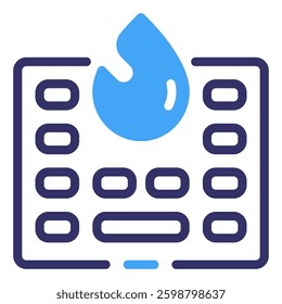 Firewall icon: Conceptual illustration of a wall with fire flames