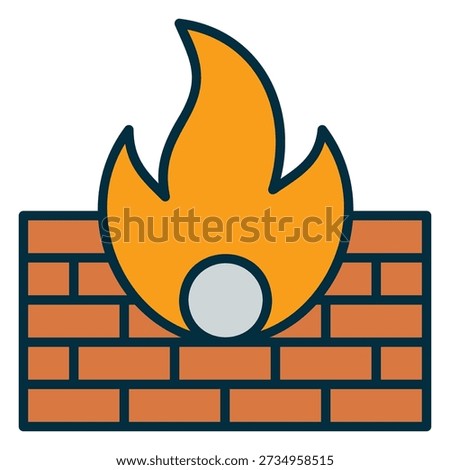 Firewall icon for cyber security and data protection