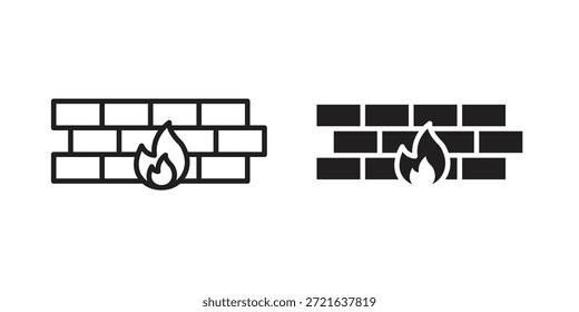 Firewall-Symbol in voller, dünner Linie, Strichstil für Website und Apps