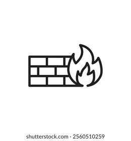 Firewall icon Flat art in black and white isolated