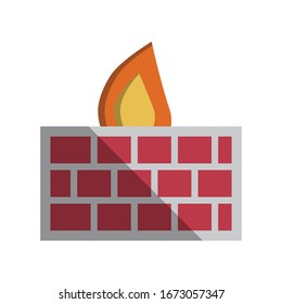 Firewall Icon With Flat Design Style Vector