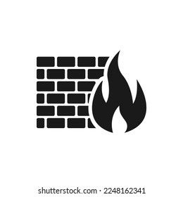 Firewall icon flat style isolated on white background. Vector illustration