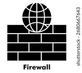 Firewall Icon Glyph Style. Vector Illustration For Graphic Design