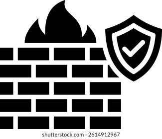 Firewall Icon Glyph Vector Illustration