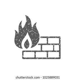 Icono del cortafuegos en textura de grifo. Ilustración vectorial de estilo vintage.