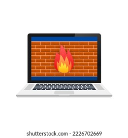 Icono de cortafuegos. Seguridad de Internet. Ilustración de material vectorial.