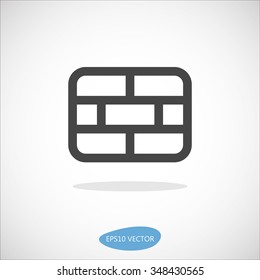 Firewall Icon - Isolated Vector Illustration. Simplified line design.