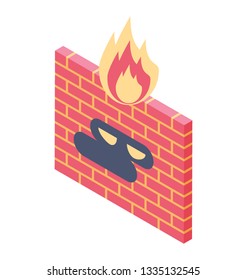Firewall Icon In Isometric Vector Design.