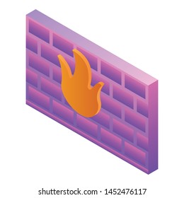 Firewall icon. Isometric of firewall vector icon for web design isolated on white background