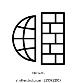 firewall icon. Line Art Style Design Isolated On White Background