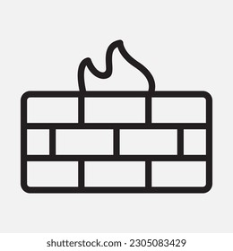 Icono de firewall en estilo de línea, uso para presentación de aplicación móvil del sitio web