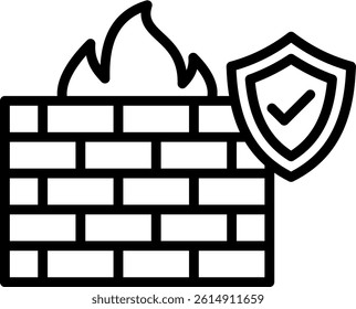 Firewall Icon Line Vector Illustration