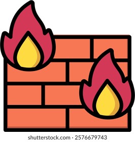 Firewall Icon Lineal Color Vector Illustration