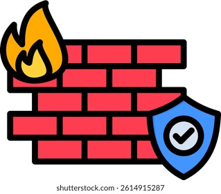 Firewall Icon Lineal Color Vector Illustration
