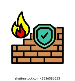 Icono de cortafuegos Ilustración vectorial de color lineal